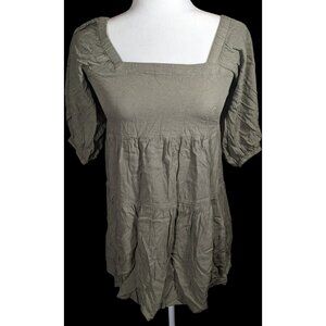 Beyond Words Bohemian Muted Olive Peasant Top